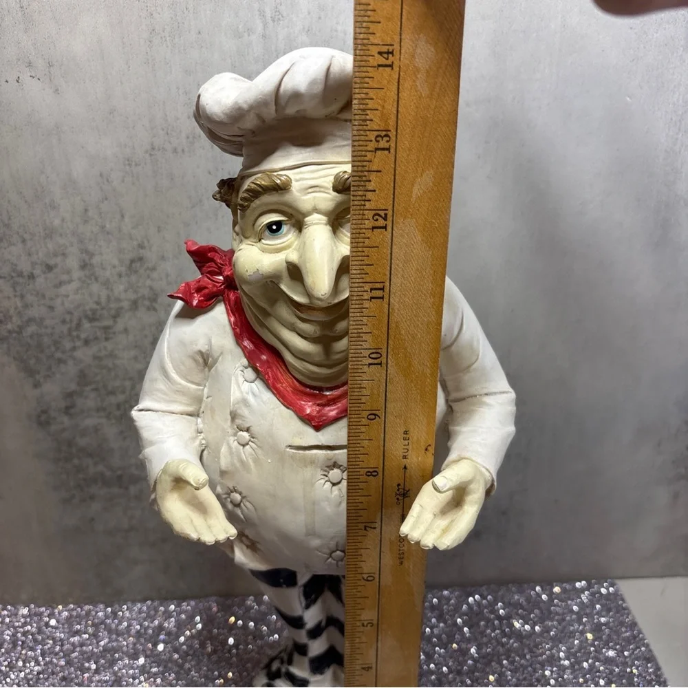 Unk Ceramic Chef Figurine with Red and Pink Grapes